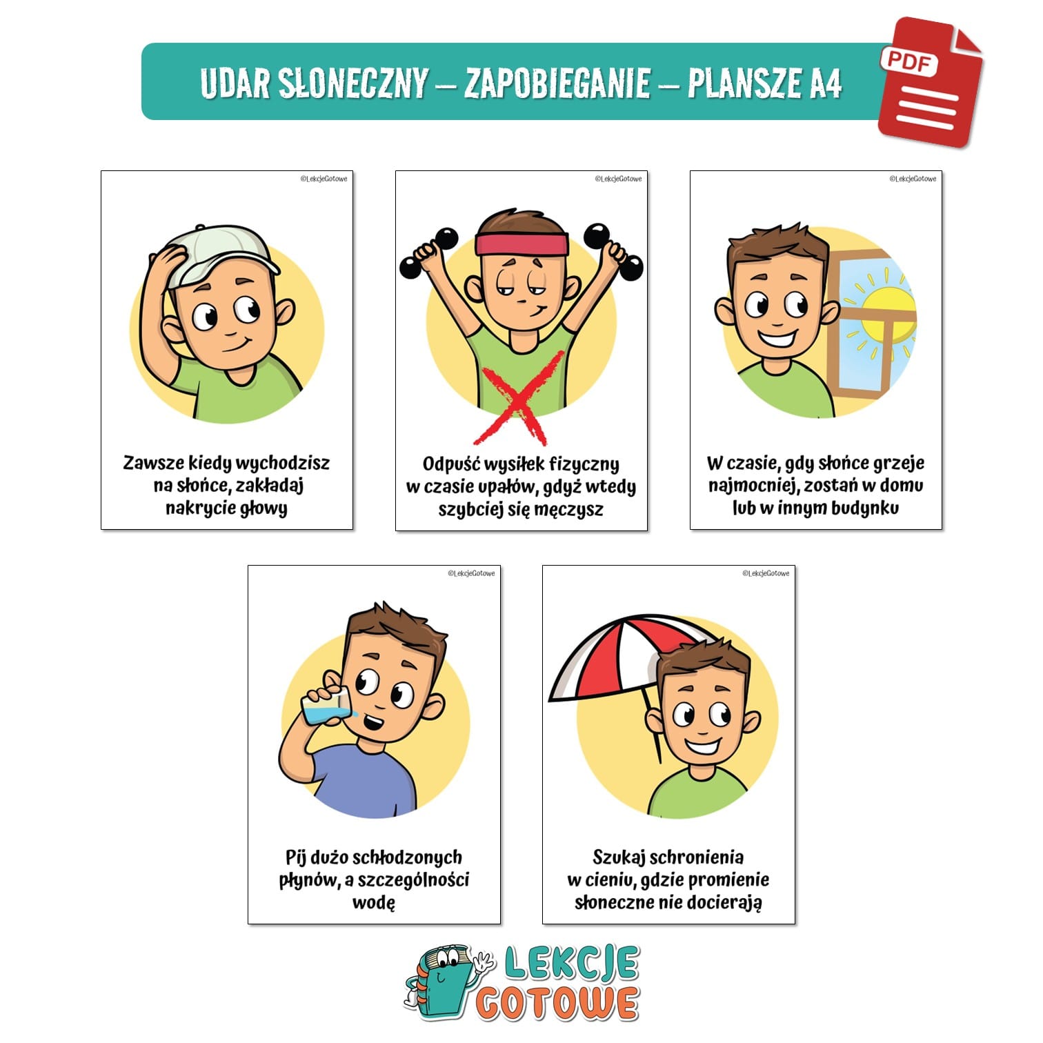 duży zestaw edukacyjny bezpieczne wakacje bezpieczeństwo dzieci pdf pomoce dydaktyczne