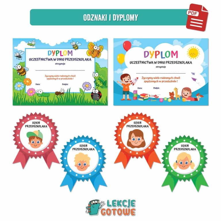 dzień przedszkolaka dyplomy i medal