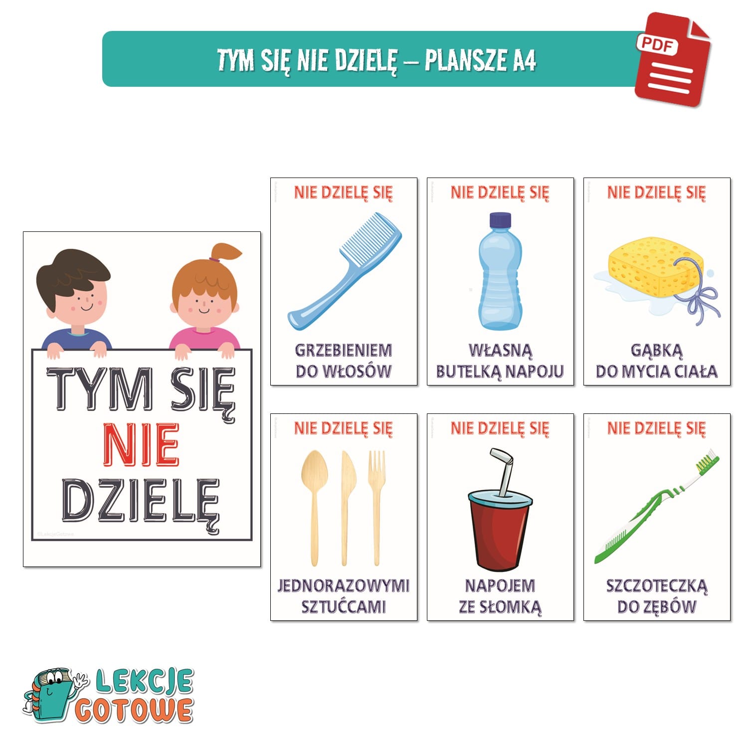 higiena osobista duży zestaw edukacyjny plansze ćwiczenia karty pracy do druku dzień zdrowia pdf