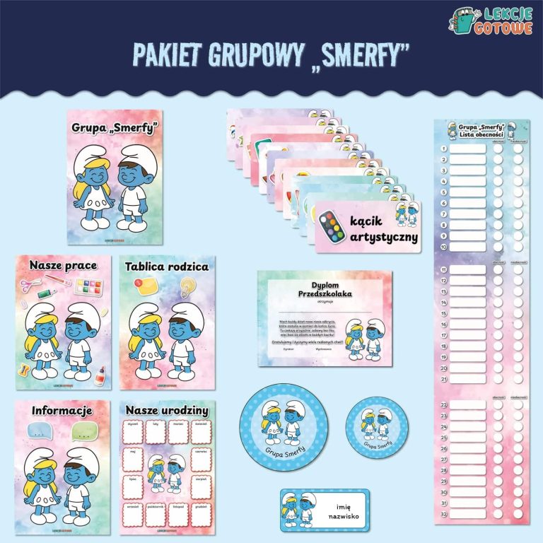 smerfy pakiet grupowy przedszkole pdf do druku docx word