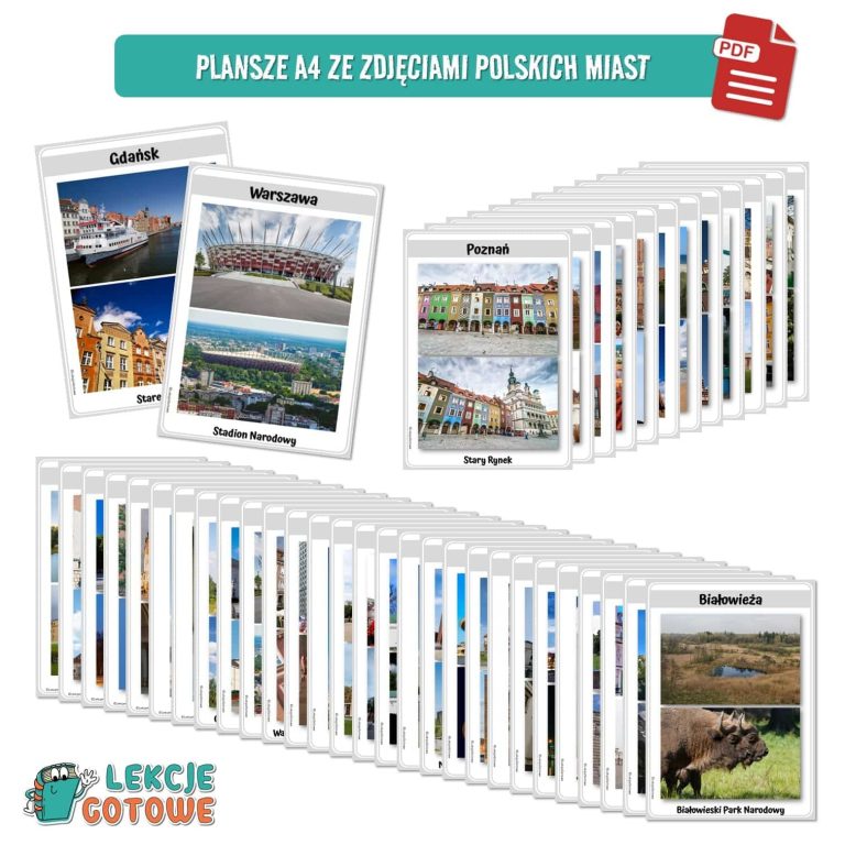 Polska duży zestaw edukacyjny plansze pomoce dydaktyczne karty pracy ćwiczenia kolorowanki dla dzieci pdf do druku