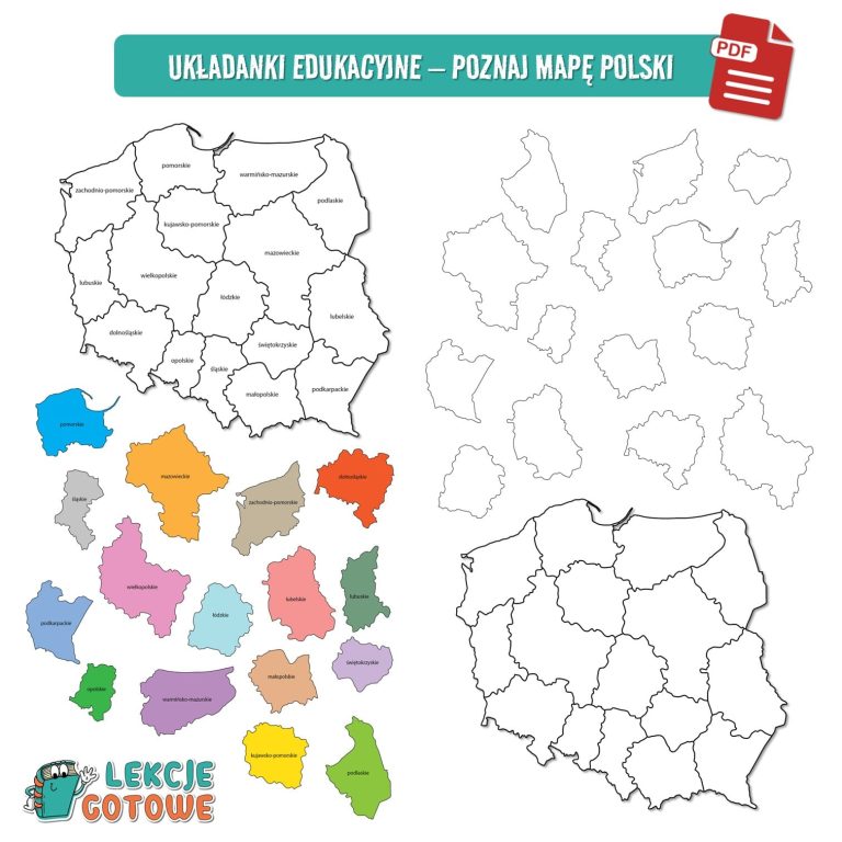 Polska duży zestaw edukacyjny plansze pomoce dydaktyczne karty pracy ćwiczenia kolorowanki dla dzieci pdf do druku