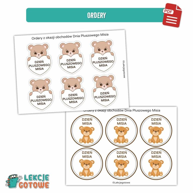 duży zestaw edukacyjny dzień pluszowego misia pdf karty pracy pomoce pdf materiały dydaktyczne plansze terapeutyczne ćwiczenia do druku