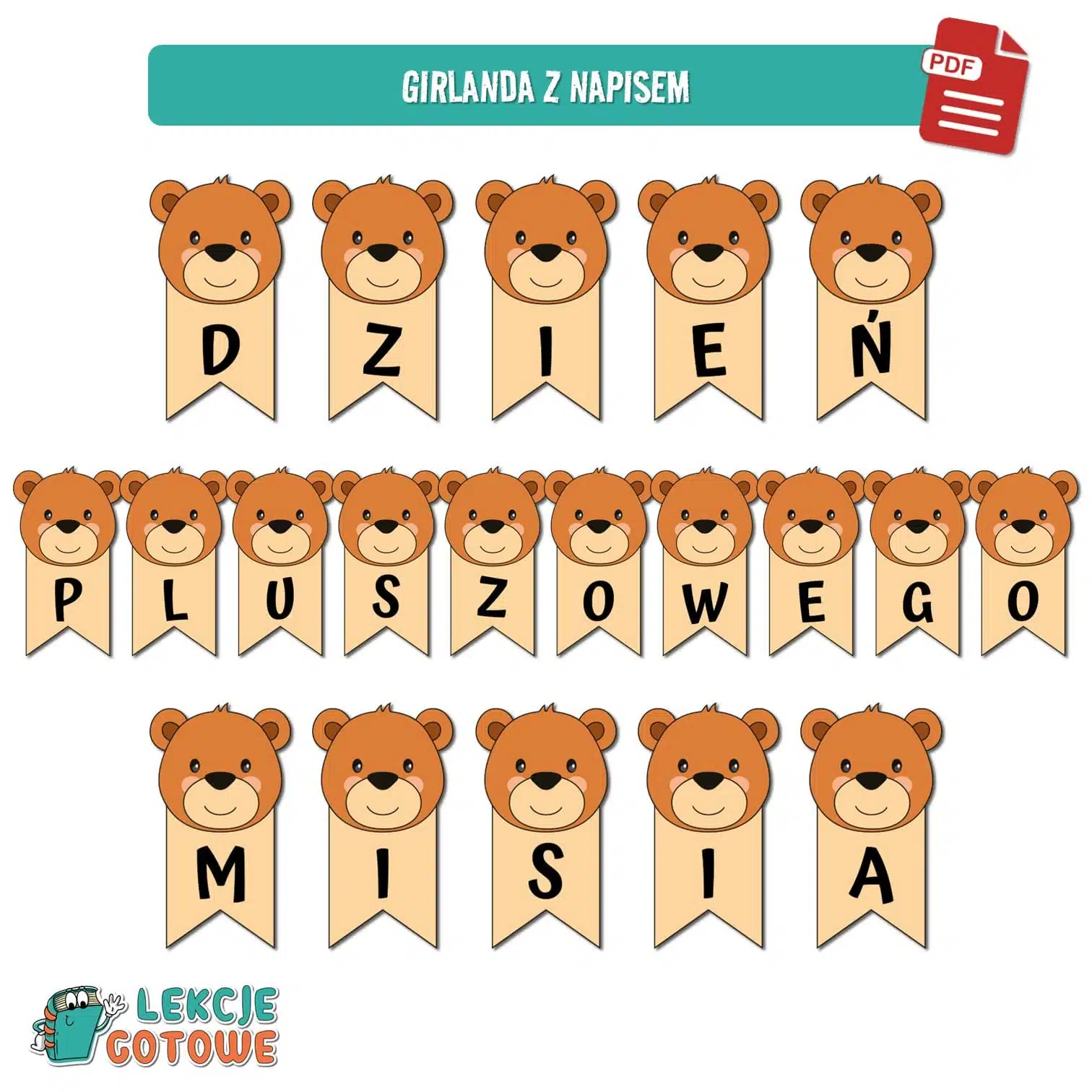 duży zestaw edukacyjny dzień pluszowego misia pdf karty pracy pomoce pdf materiały dydaktyczne plansze terapeutyczne ćwiczenia do druku