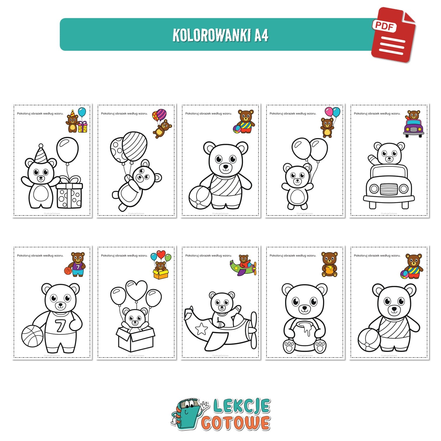 duży zestaw edukacyjny dzień pluszowego misia pdf karty pracy pomoce pdf materiały dydaktyczne plansze terapeutyczne ćwiczenia do druku