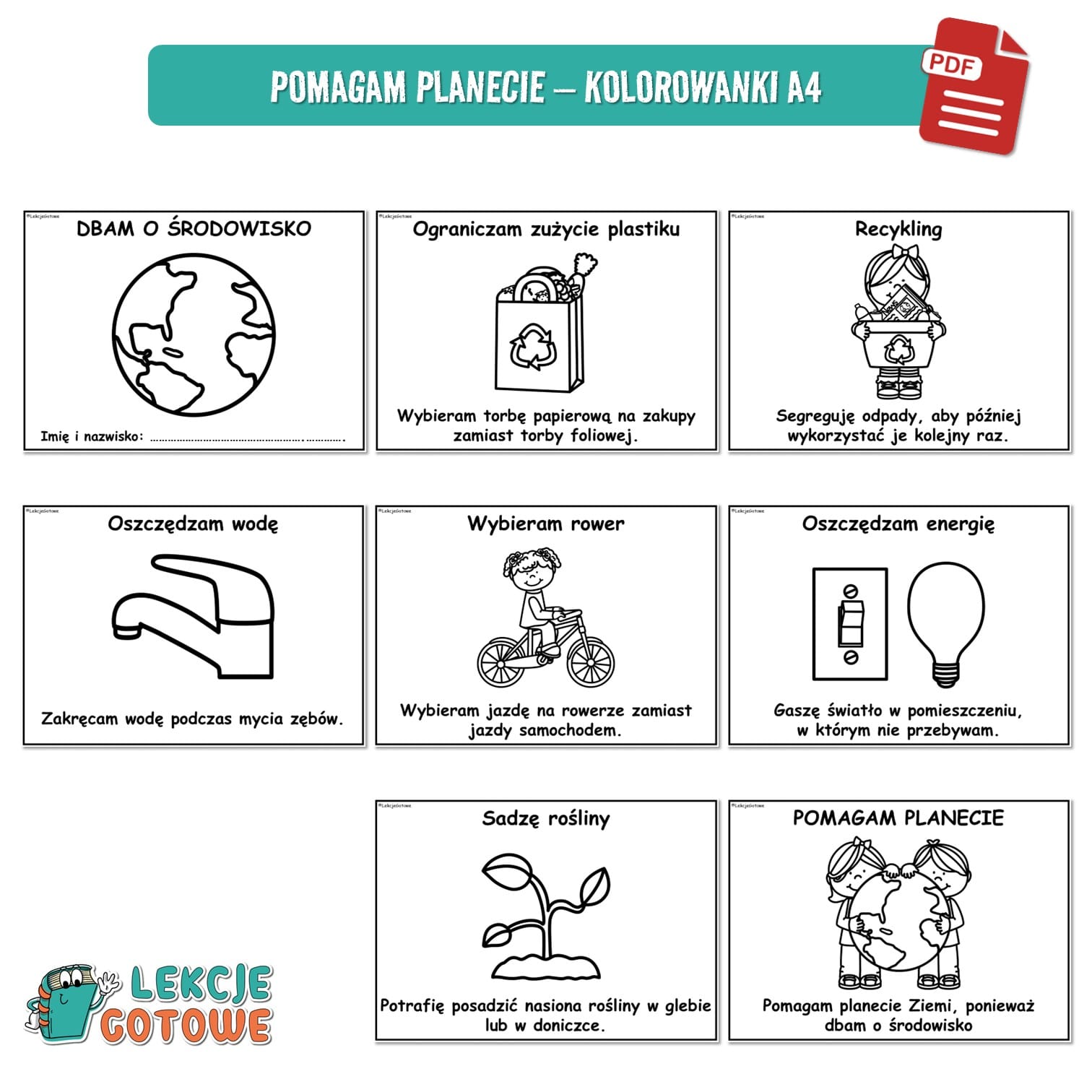 duży zestaw edukacyjny ekologia dzień ziemi przyroda do druku