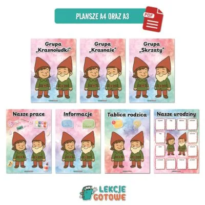 Krasnale Krasnoludki Skrzaty pakiet grupowy przedszkole pdf do druku docx word