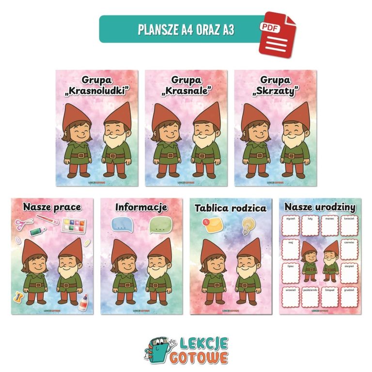 Krasnale Krasnoludki Skrzaty pakiet grupowy przedszkole pdf do druku docx word
