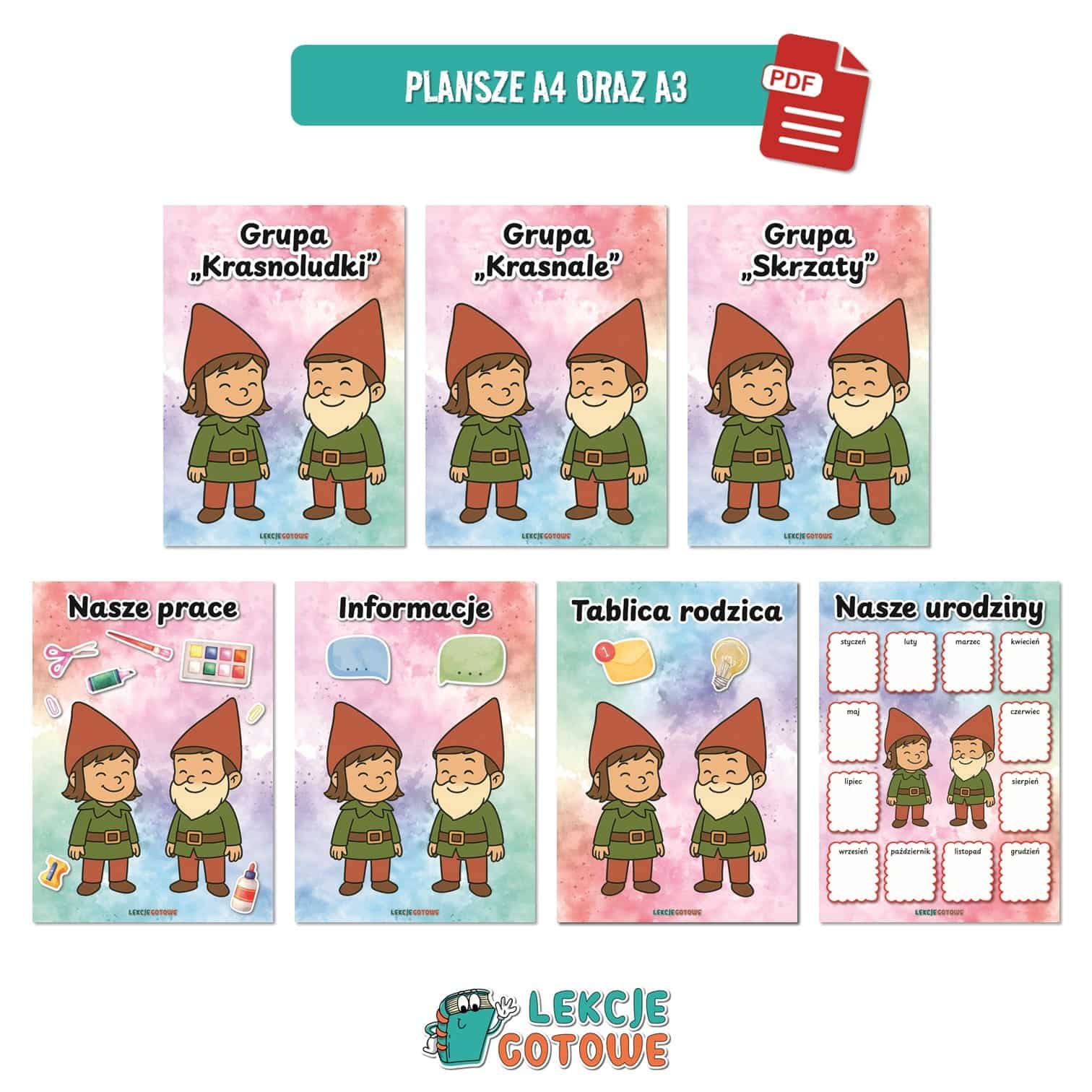 Krasnale Krasnoludki Skrzaty pakiet grupowy przedszkole pdf do druku docx word