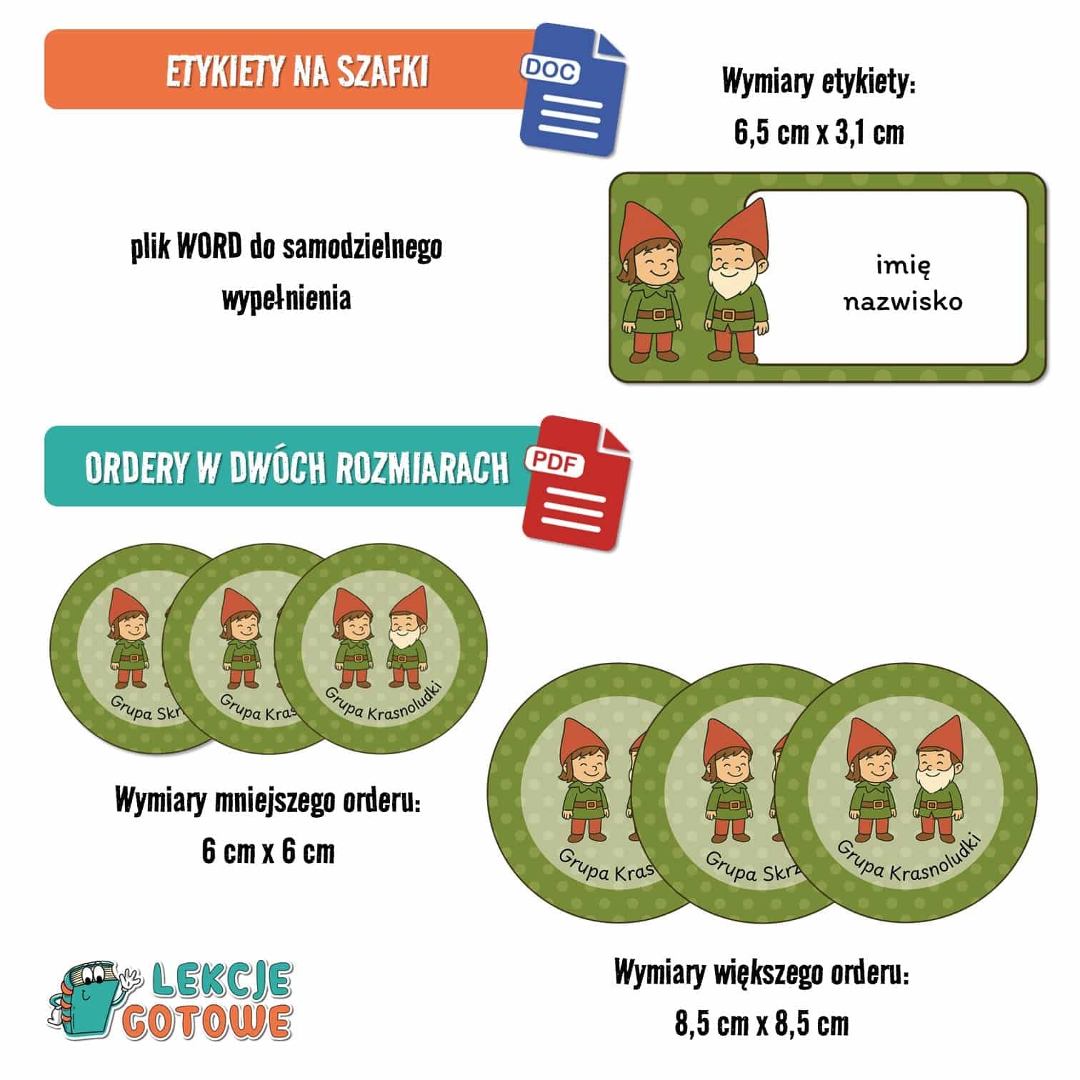Krasnale Krasnoludki Skrzaty pakiet grupowy przedszkole pdf do druku docx word