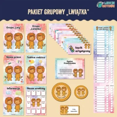 lwiątka lwy pakiet grupowy przedszkole pdf do druku docx word