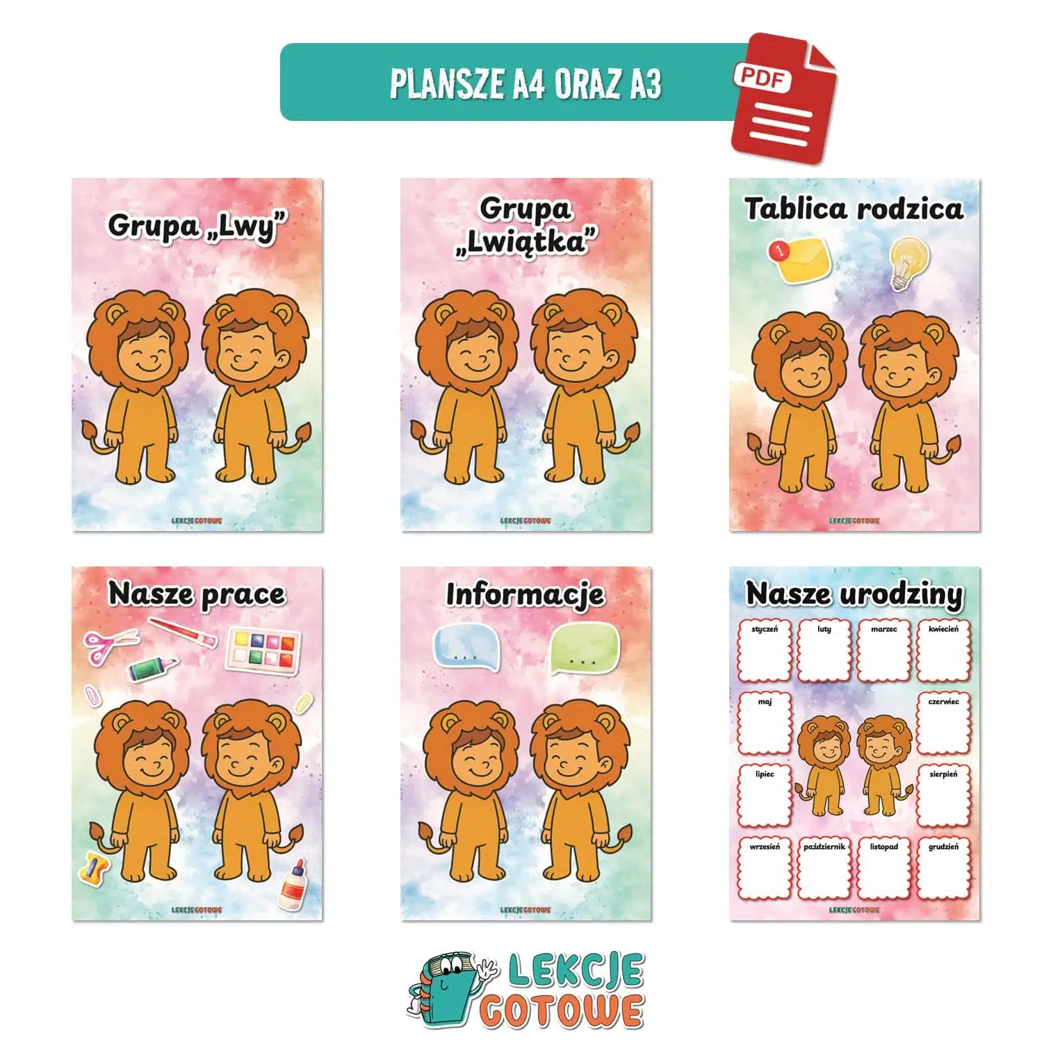 lwiątka lwy pakiet grupowy przedszkole pdf do druku docx word