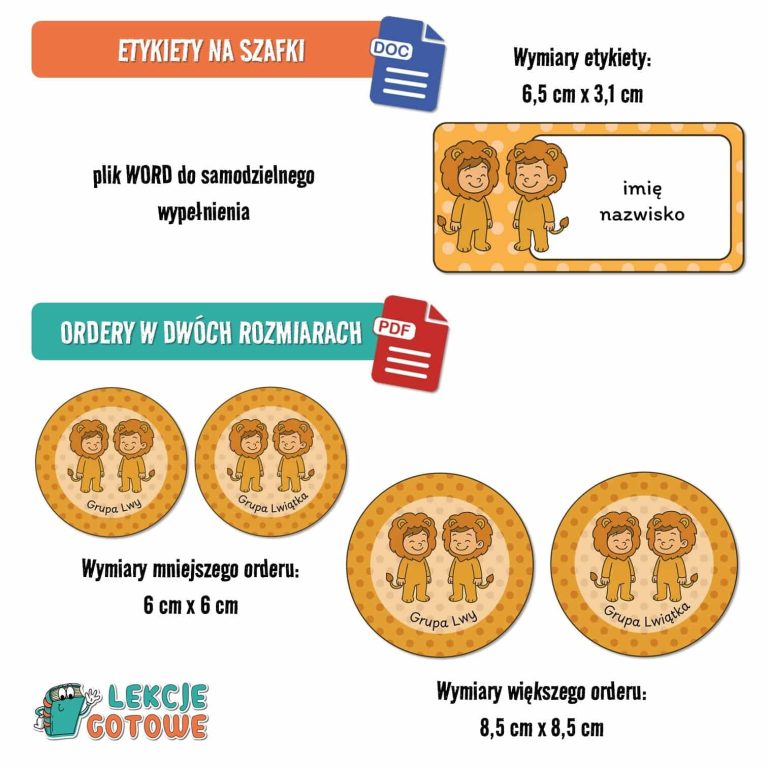 lwiątka lwy pakiet grupowy przedszkole pdf do druku docx word