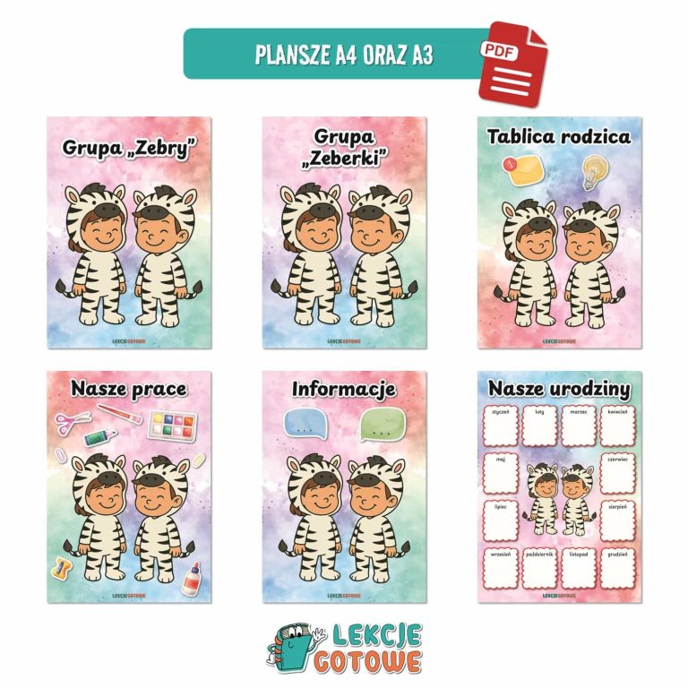zeberki zebry pakiet grupowy przedszkole pdf do druku docx word
