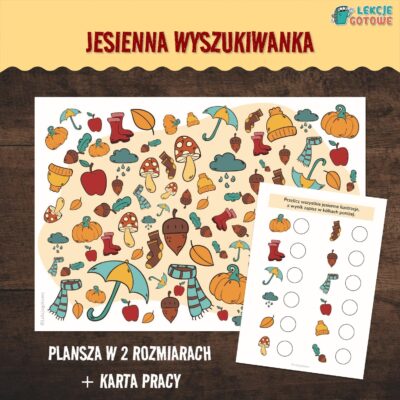 jesienna wyszukiwanka jesień karta pracy spostrzegawczość przeliczanie liczenie do druku pomysły karty pracy matematyka
