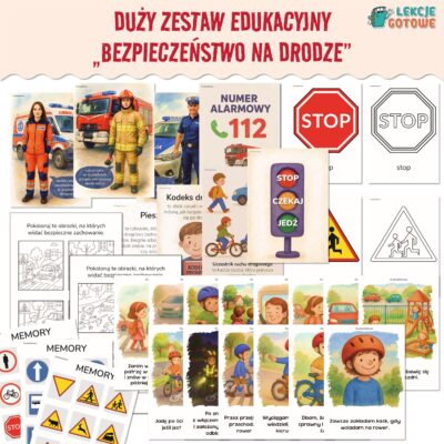 bezpieczeństwo na drodze bezpieczny przedszkolak znaki drogowe zasady jazdy na rowerze pieszy rowerzysta do druku pdf memory pomoce edukacyjne dla dzieci karty pracy kolorowanki