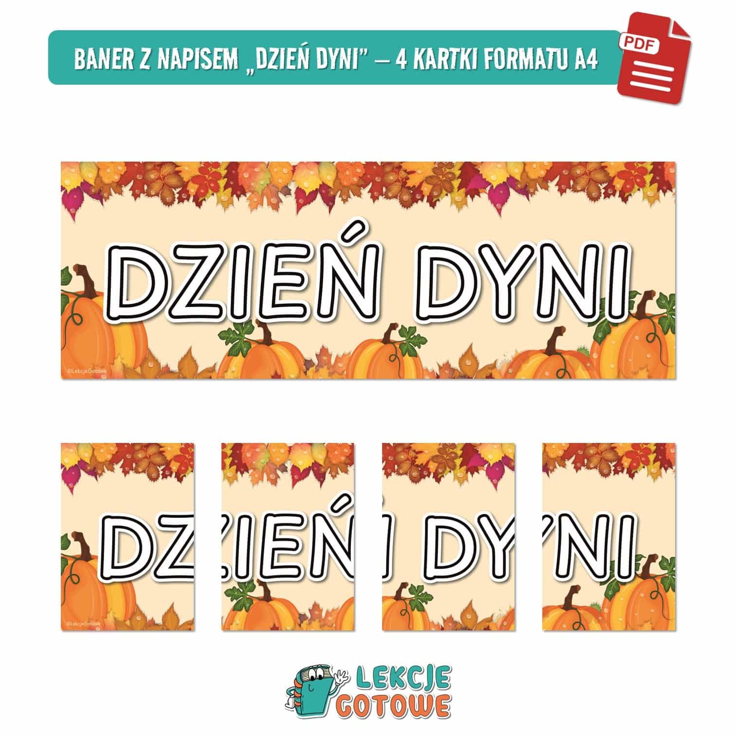 dzień dyni jesień pomysły scenariusz fotobudka ozdoby girlanda dekoracje napis zabawy zabawa plansze cykl rozwoju rośliny maska karty pracy do druku pdf