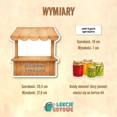 jesień jesienny stragan dary lasu jesieni skarby owoce grzyby warzywa żniwa zboże pomoce edukacyjne superkid do druku printoteka