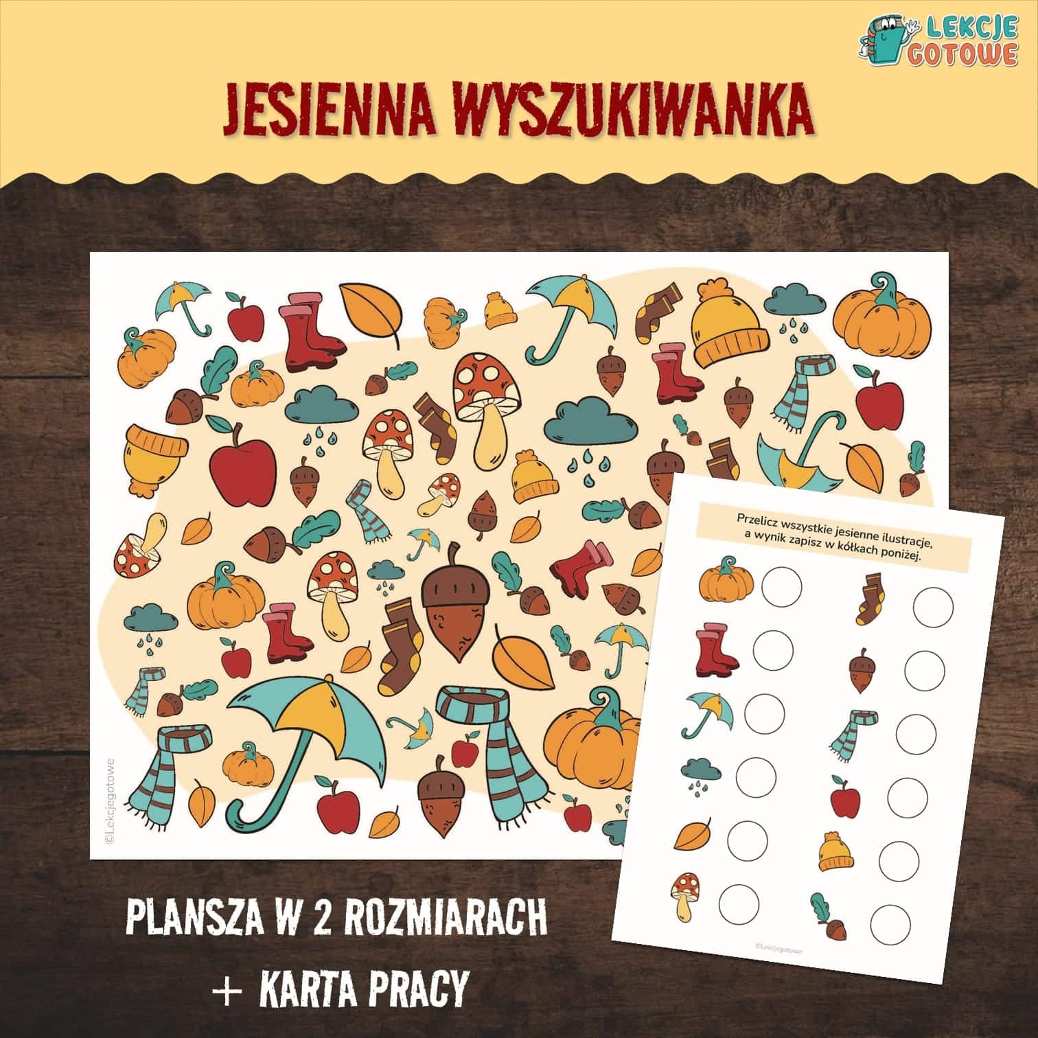 jesienna wyszukiwanka jesień karta pracy spostrzegawczość przeliczanie liczenie do druku pomysły karty pracy matematyka