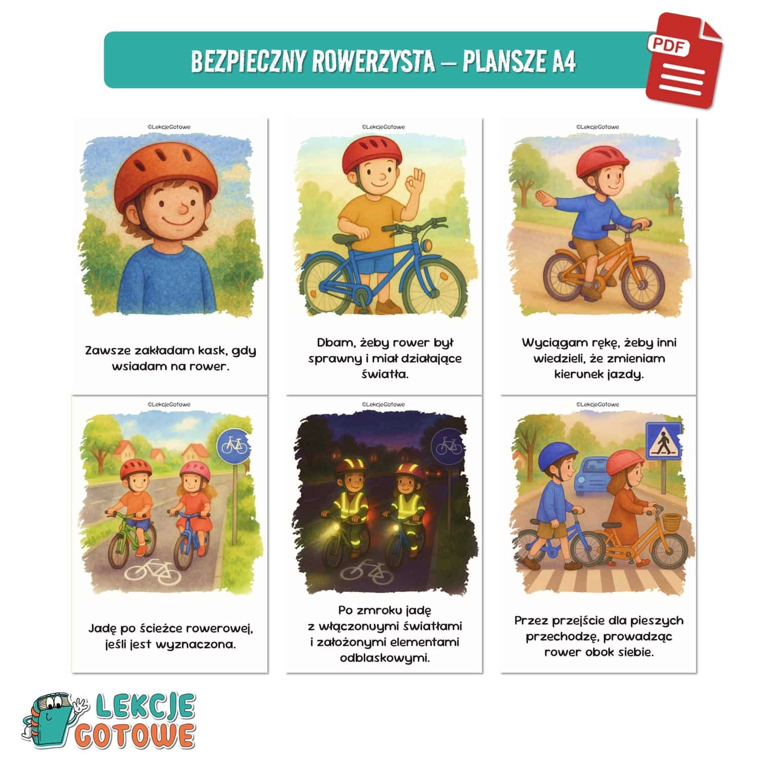 bezpieczeństwo na drodze bezpieczny przedszkolak znaki drogowe zasady jazdy na rowerze pieszy rowerzysta do druku pdf memory pomoce edukacyjne dla dzieci karty pracy kolorowanki