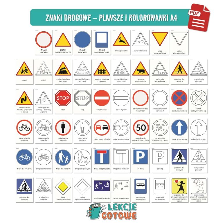 bezpieczeństwo na drodze bezpieczny przedszkolak znaki drogowe zasady jazdy na rowerze pieszy rowerzysta do druku pdf memory pomoce edukacyjne dla dzieci karty pracy kolorowanki