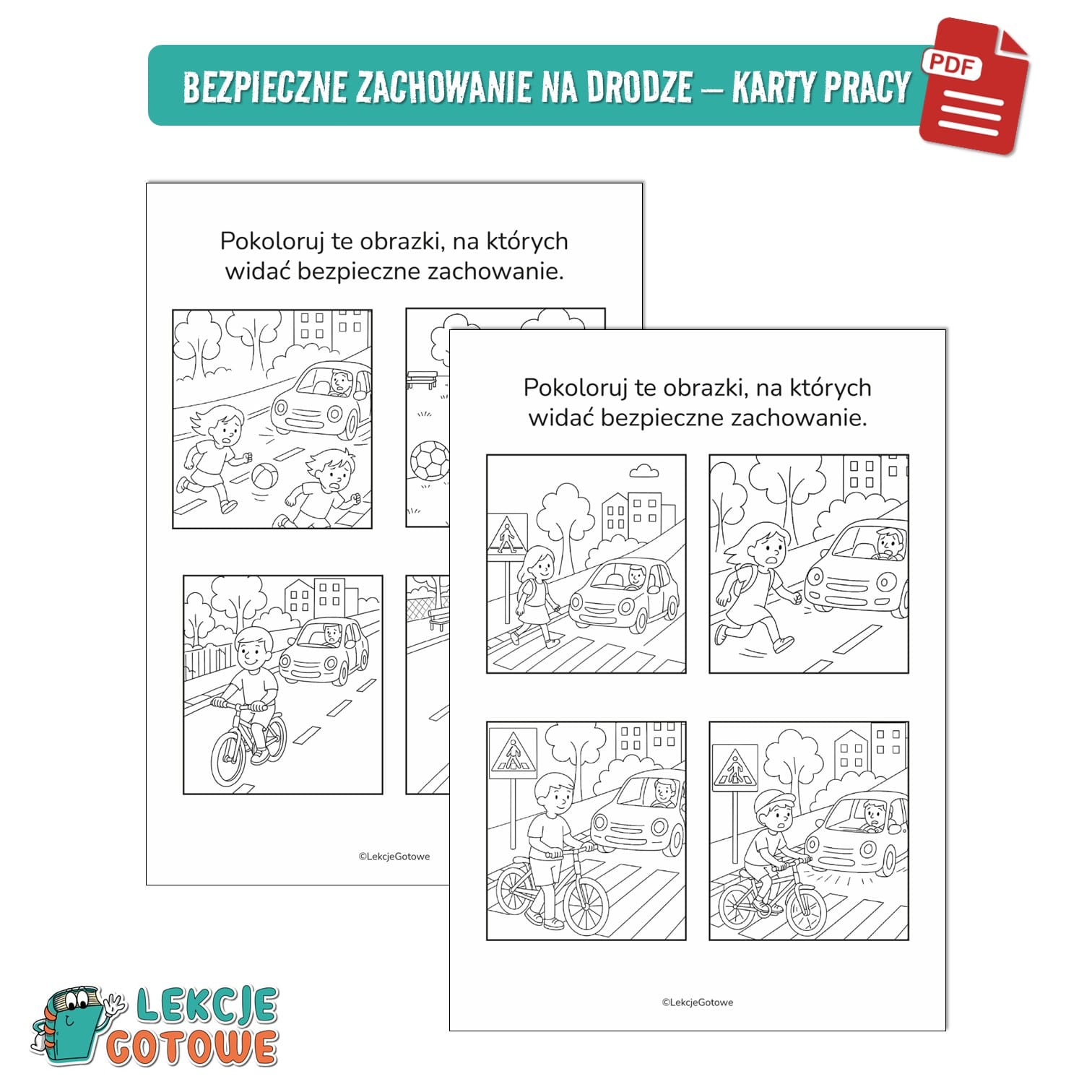 bezpieczne i niebezpieczne sytuacje na drodze karty pracy