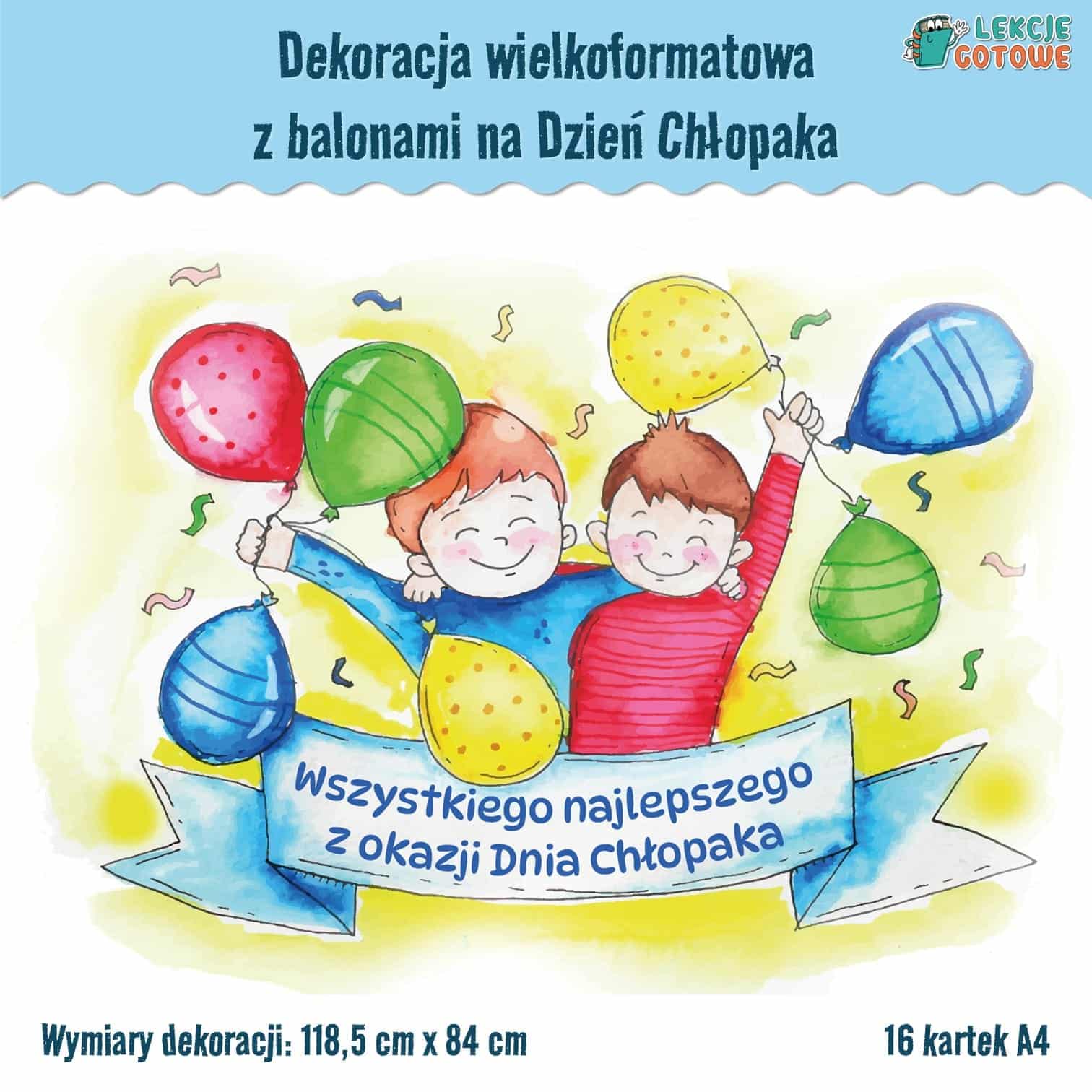 dekoracja z balonami pdf do druku dzien chlopaka