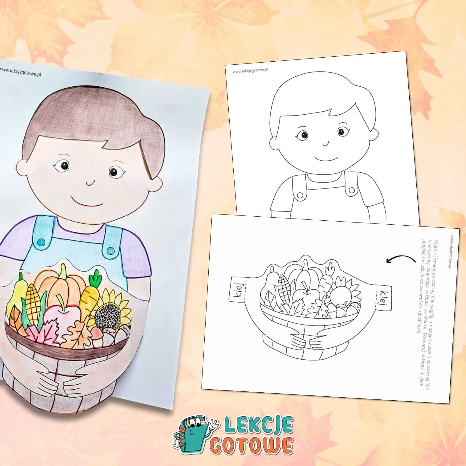 jesienne kolorowanki 3d wycinanki szablony pomysły praca plastyczna prace plastyczne jesień przedszkole scenariusz do druku pomoce materiały edukacyjne dydaktyczne