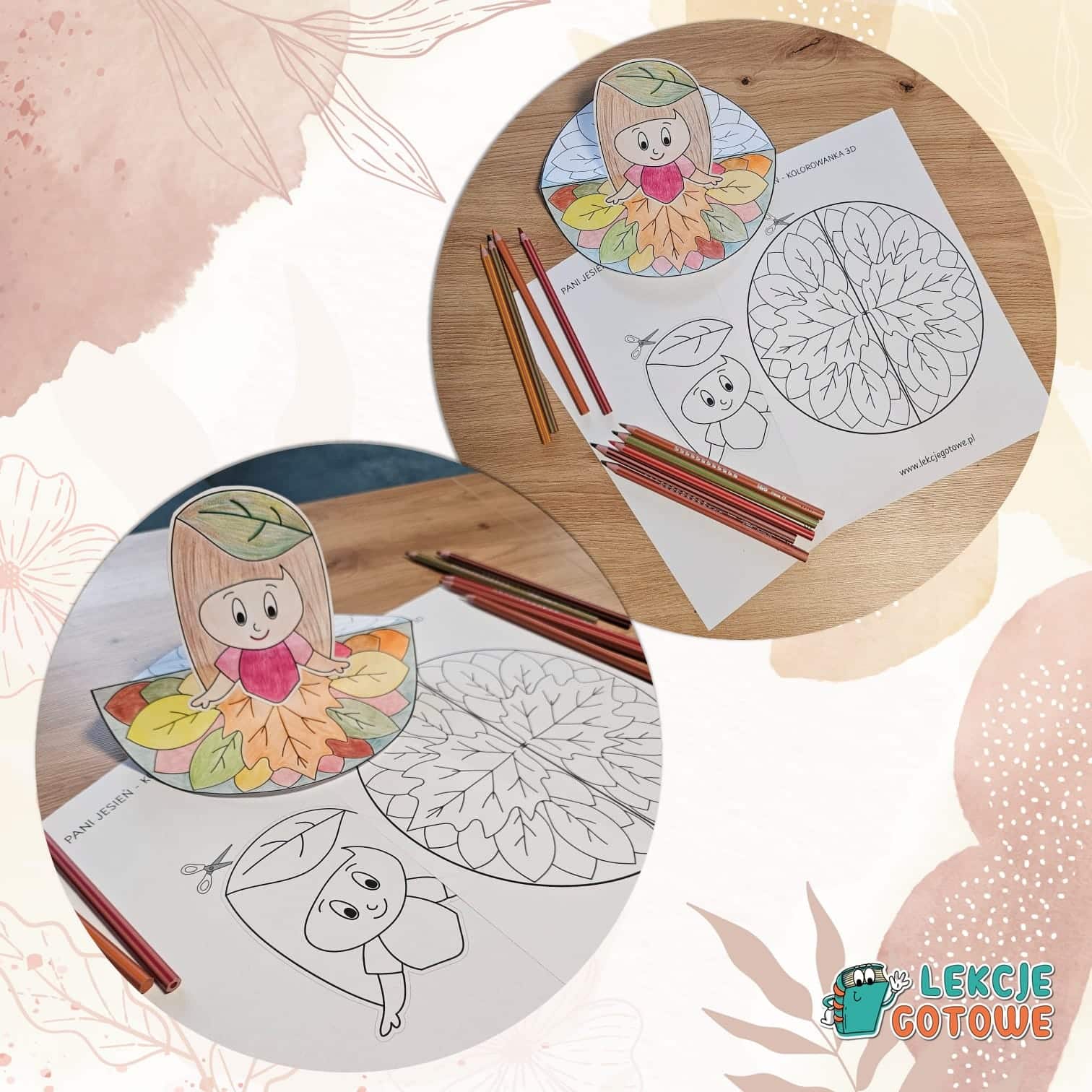pani jesień kolorowanka kolorowanki 3d pdf do druku pomysły