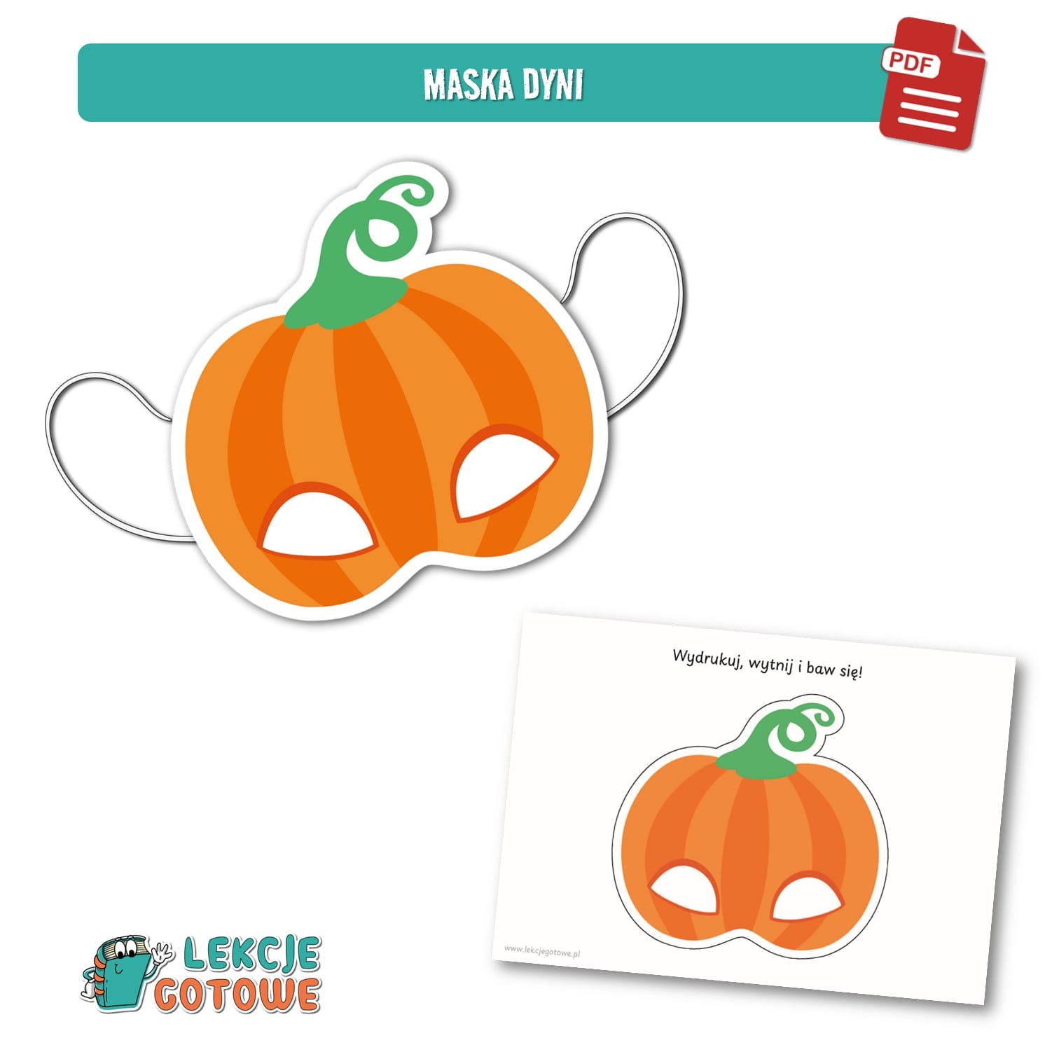 dzień dyni jesień pomysły scenariusz fotobudka ozdoby girlanda dekoracje napis zabawy zabawa plansze cykl rozwoju rośliny maska karty pracy do druku pdf