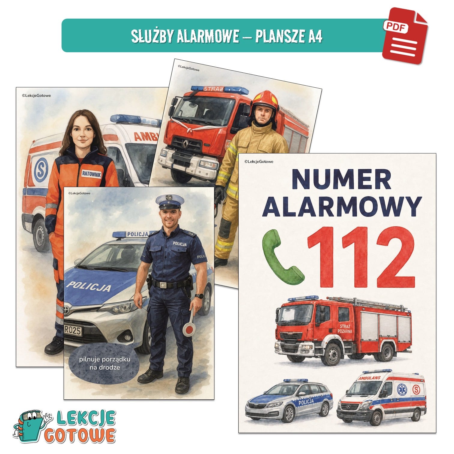 służby alarmowe plansze a4