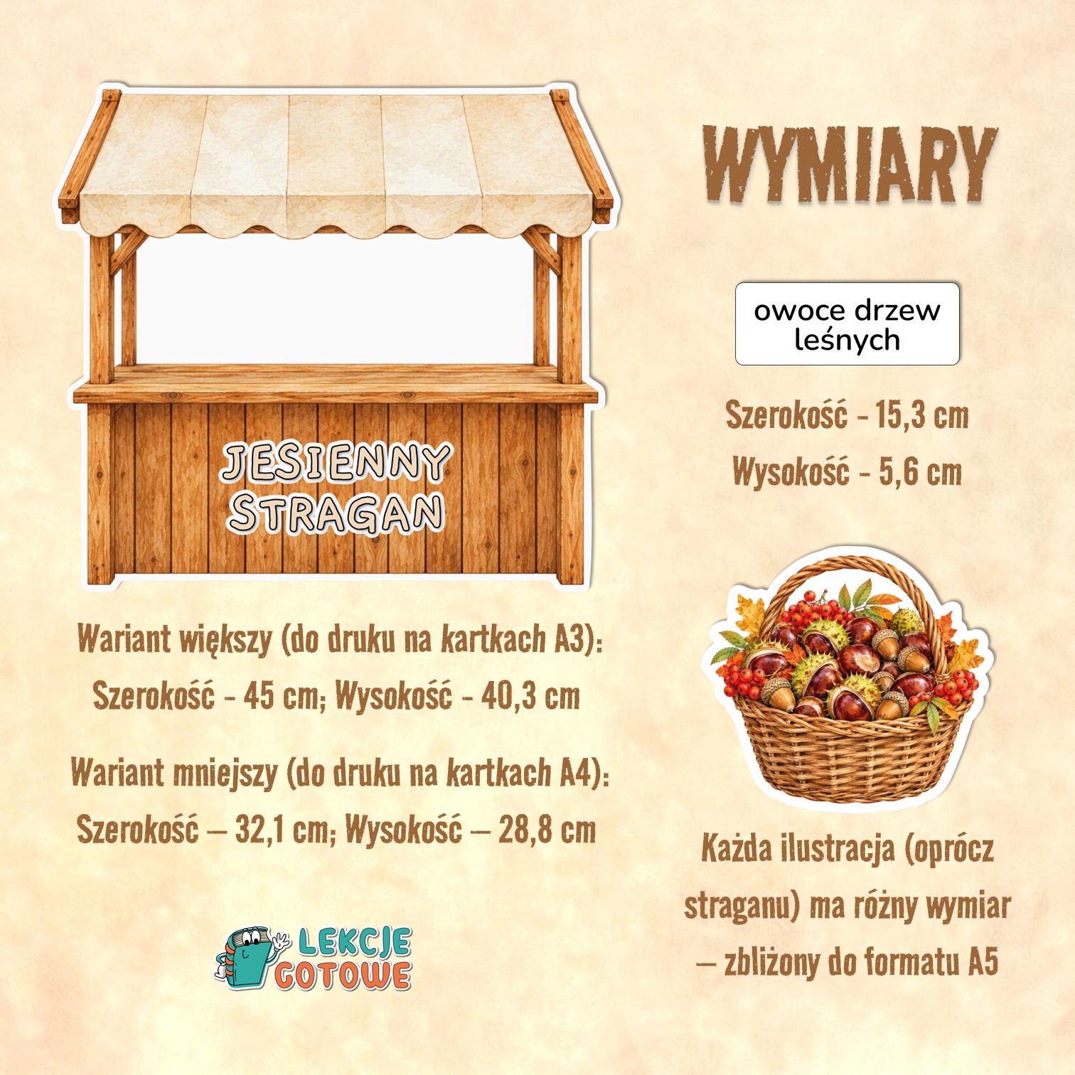 wymiary jesiennego straganu