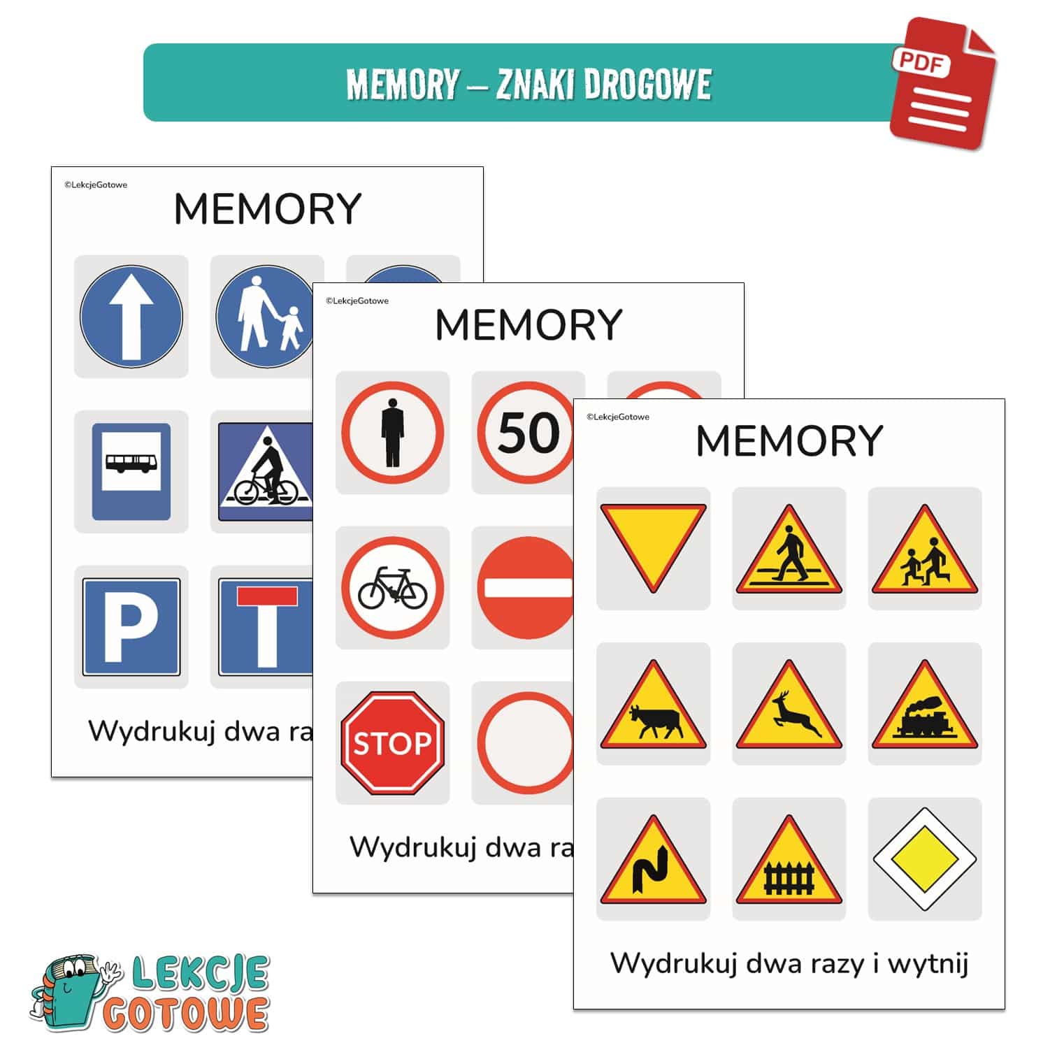 znaki drogowe gra memory