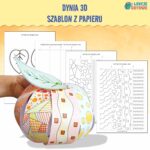 Dynia 3D szablon z papieru do druku kolorowanki wycinanki dzień dyni jesień jesienne pomysły karty pracy dekoracje ozdoby halloween motoryka mała grafomotoryka