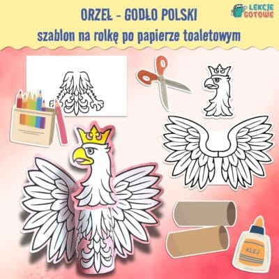 polska orzeł godło polski szablon szablony na rolkę rolki po papierze toaletowym wycinanki do wycinania pomysły karty pracy do druku dla dzieci