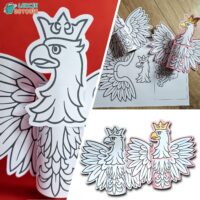 polska orzeł godło polski szablon szablony na rolkę rolki po papierze toaletowym wycinanki do wycinania pomysły karty pracy do druku dla dzieci