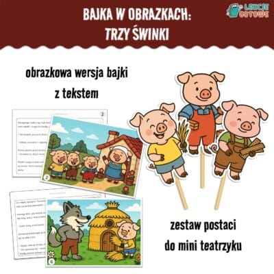 bajka w obrazkach trzy swinki dzień postaci z bajek pomysły teatrzyk