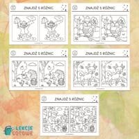 znajdź różnice 5 różnic spostrzegawczość koncentracja karty pracy dla dzieci do druku za darmo printoteka kolorowanki jesienne jesień