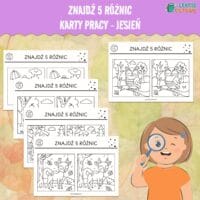 znajdź różnice 5 różnic spostrzegawczość koncentracja karty pracy dla dzieci do druku za darmo printoteka kolorowanki jesienne jesień