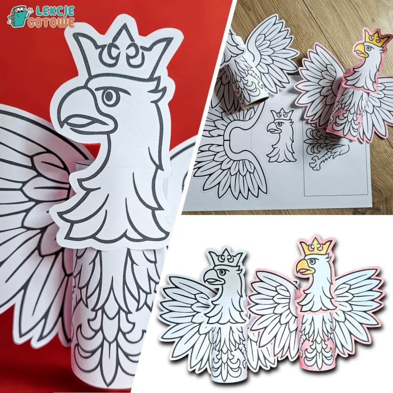 polska orzeł godło polski szablon szablony na rolkę rolki po papierze toaletowym wycinanki do wycinania pomysły karty pracy do druku dla dzieci