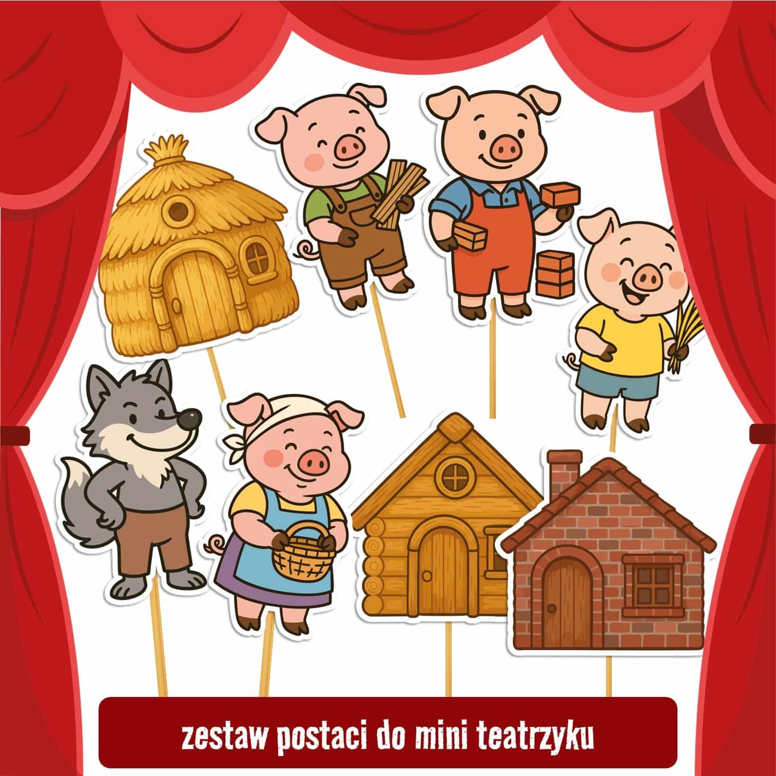 bajka w obrazkach trzy swinki dzień postaci z bajek pomysły teatrzyk