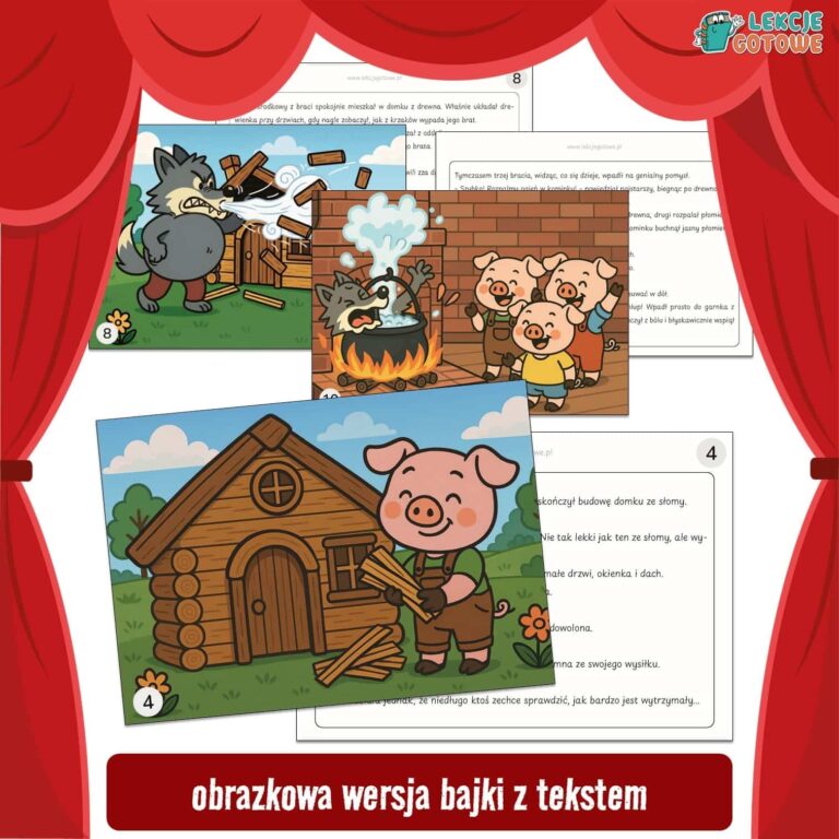 bajka w obrazkach trzy swinki dzień postaci z bajek pomysły teatrzyk