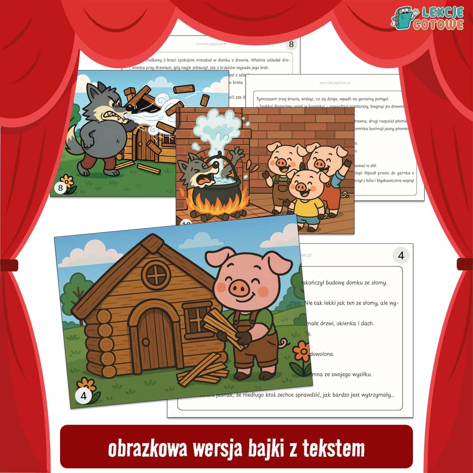 bajka w obrazkach trzy swinki dzień postaci z bajek pomysły teatrzyk