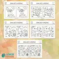 znajdź różnice 5 różnic spostrzegawczość koncentracja karty pracy dla dzieci do druku za darmo printoteka kolorowanki jesienne jesień