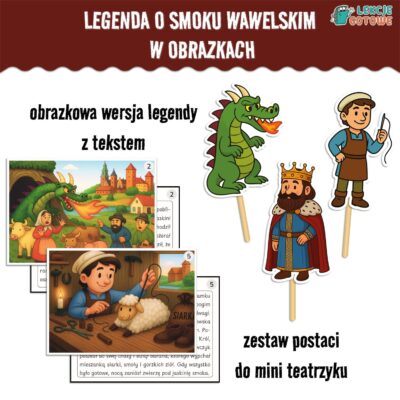 Legenda w obrazkach Smok Wawelski święto niepodległości święta narodowe polska bajki pomysły teatrzyk ilustracje