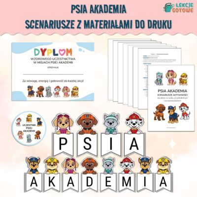 psia akademia scenariusze z materiałami do druku pomysły dzień postaci z bajek psi patrol dyplom order