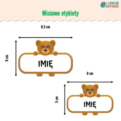 misiowe etykiety w dwóch rozmiarach