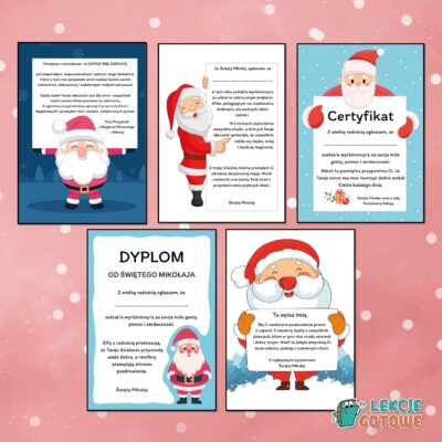 certyfikaty dyplomy święty Mikołaj mikołajki od świętego mikołaja do edycji word pomysły upominki prezenty do druku