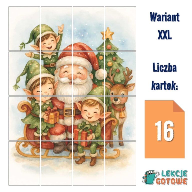 mikołaj z elfami dekoracja ścienna ozdoby wielkoformatowe pomysły mikołajki grudzień pomoce materiały do druku