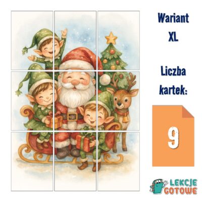 mikołaj z elfami dekoracja ścienna ozdoby wielkoformatowe pomysły mikołajki grudzień pomoce materiały do druku